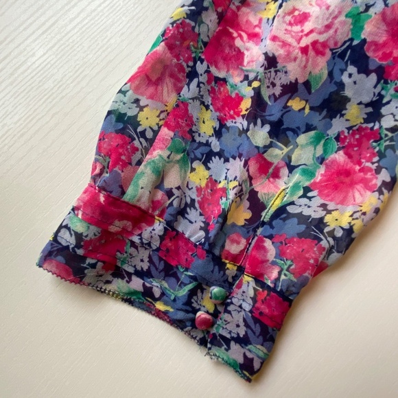 Joie Zeala Boho Sheer Silk Multicolor Floral Blouse Sz Medium - Picture 9 of 15